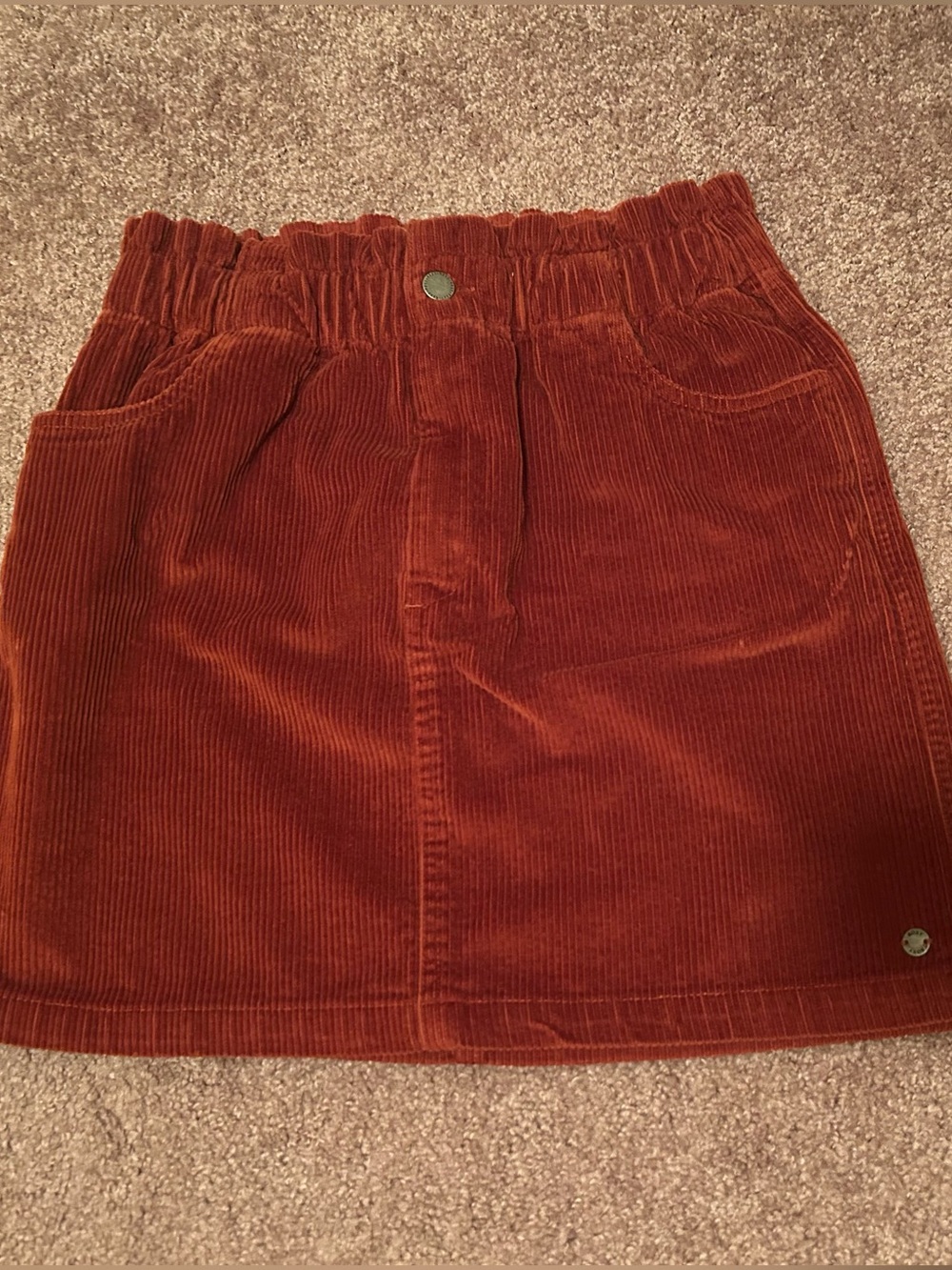 Roxy Rust Corduroy Mini Skirt with Front Zip